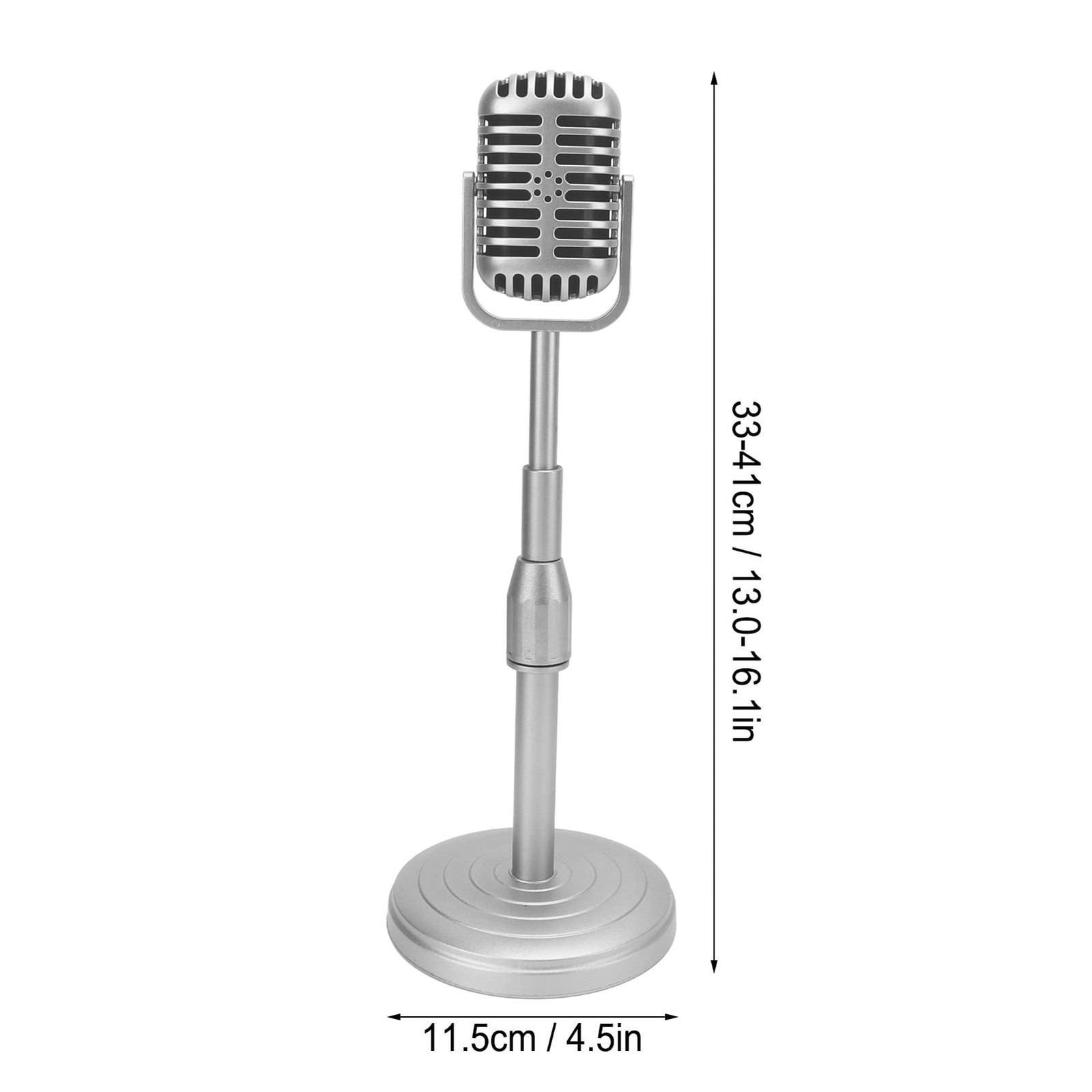 Vintage Microphone Prop Model with Adjustable Stand, Old Fashioned Desktop Mi...