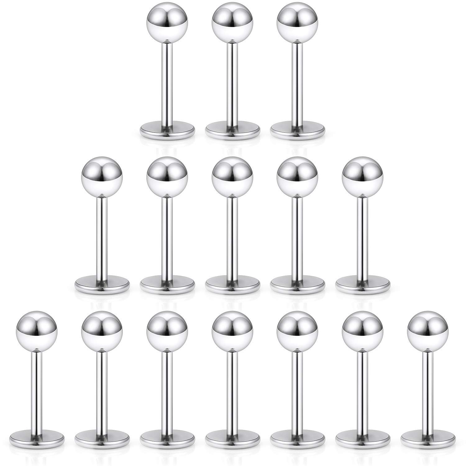Dyknasz 15PCS 20G Stainless Steel Lip Rings Labret Studs Piercing Monroe Stud...