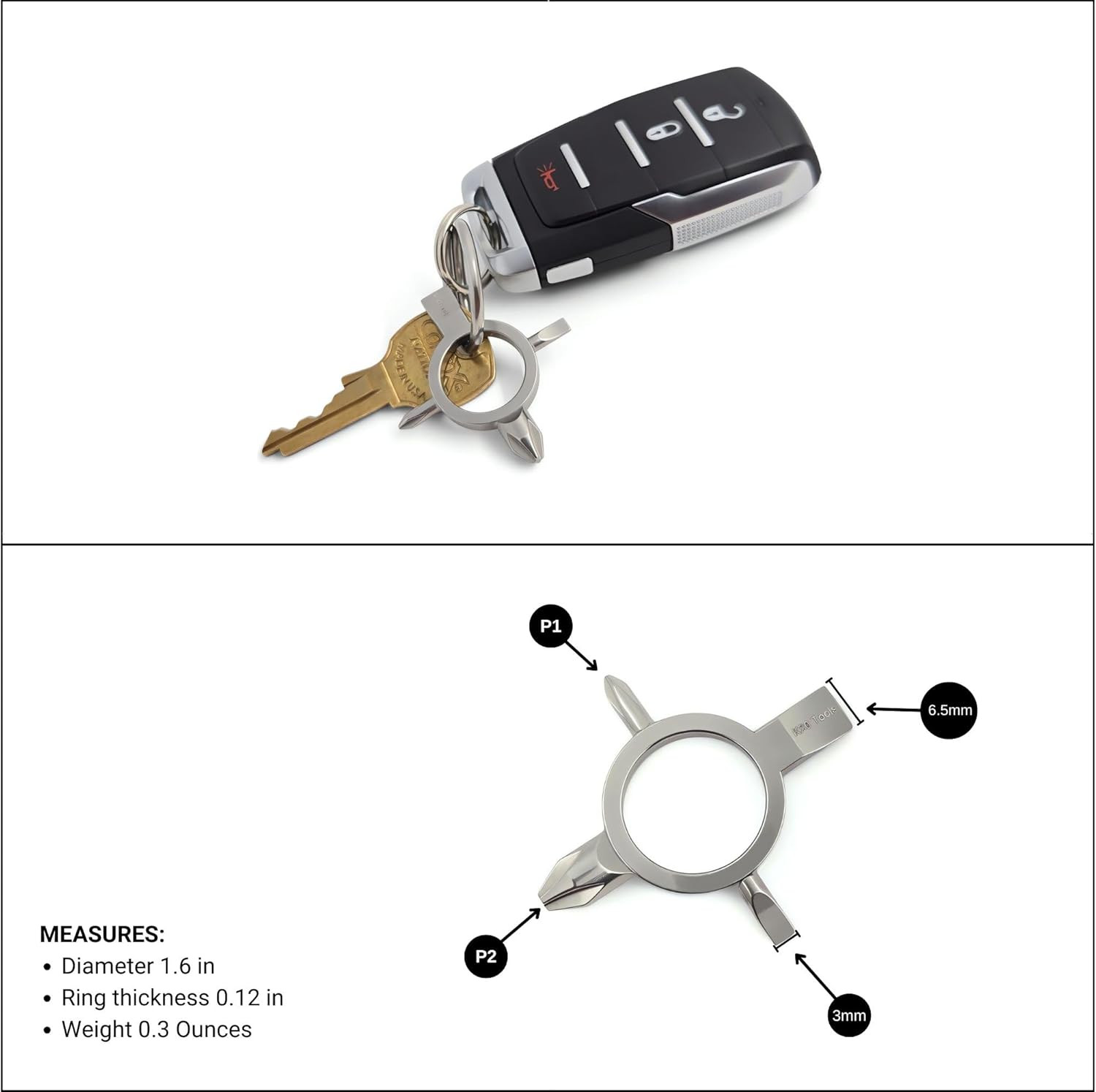 Screwdriver Keychain with Phillips and Flat Head - Tiny EDC Pocket Tool (#1, #2)