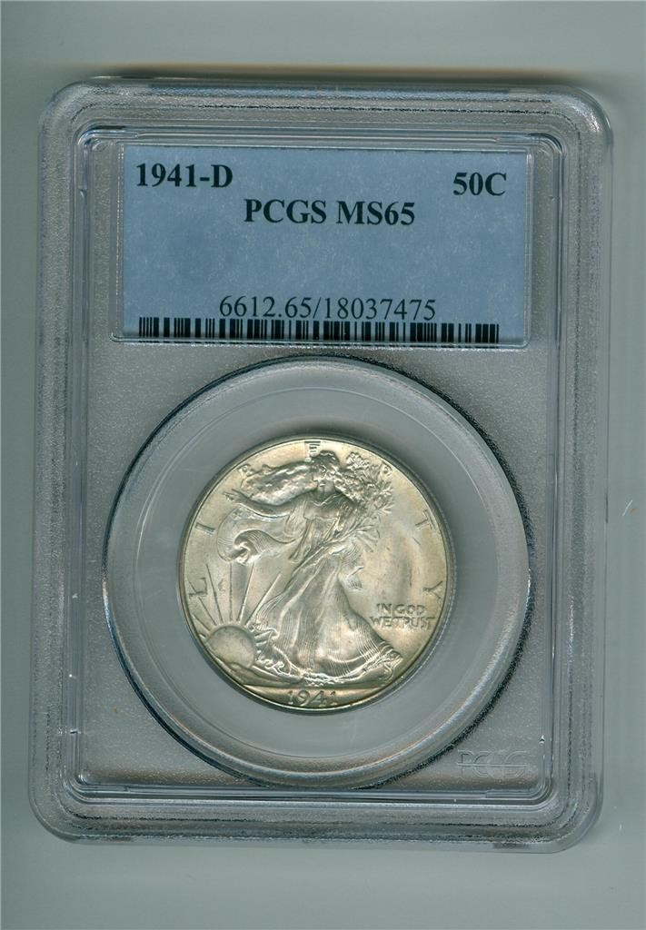 U.S. 1941-D WALKING LIBERTY HALF DOLLAR PCGS MS-65 GEM BU