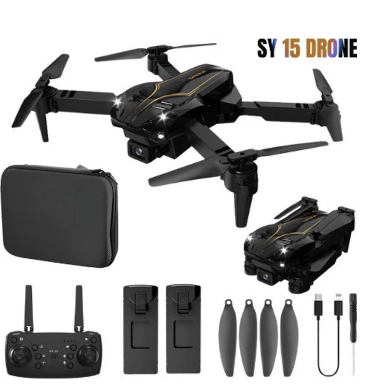 SY15 Foldable Quadcopter Drone HD Camera Electric RTR 100m Range Toy, Black