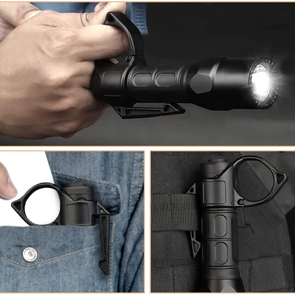 2PCS Portable Flashlight Holder Lightweight Tactical Flashlight Ring Pocket Clip