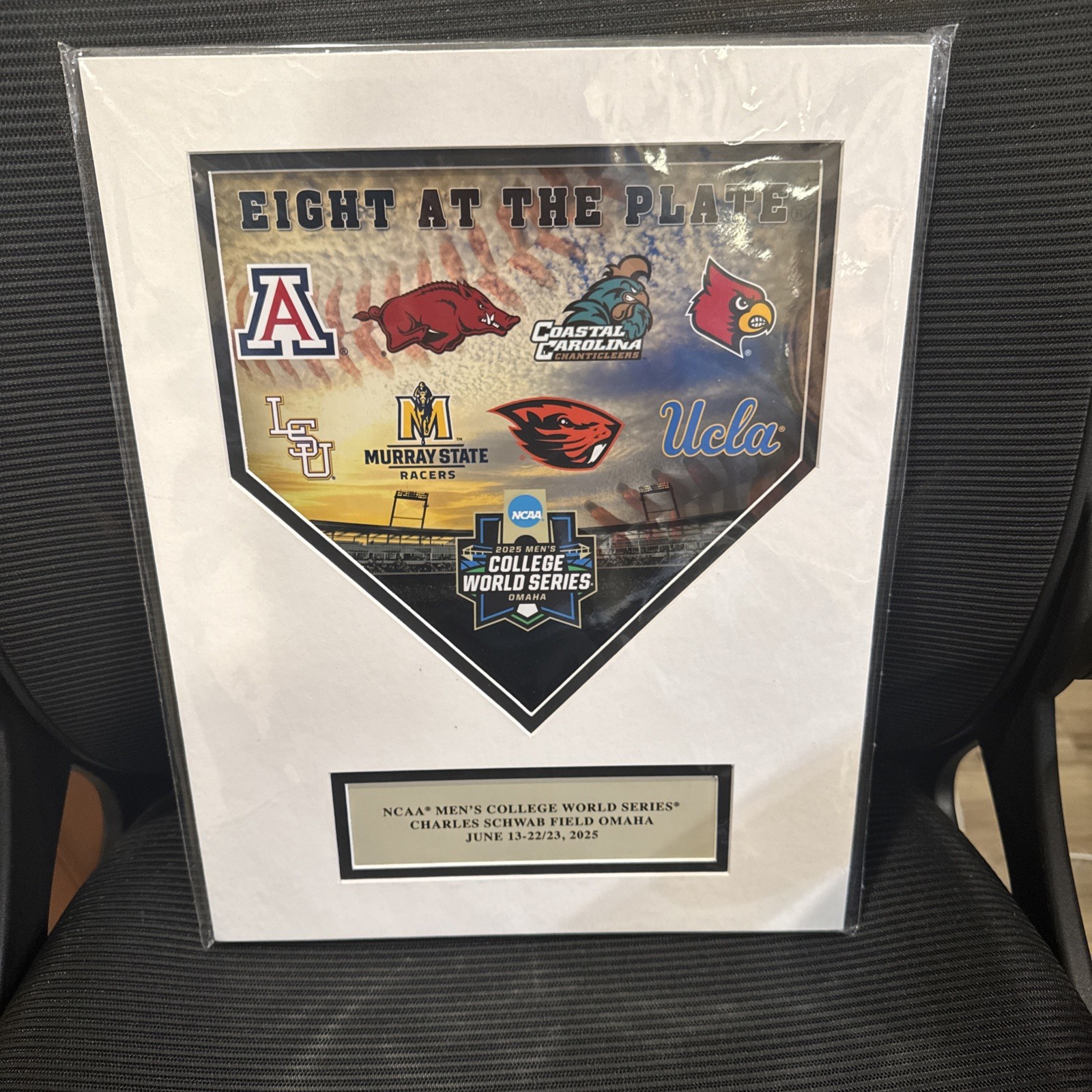 2025 MENS COLLEGE WORLD SERIES CWS Matted Print “Eight At The Plate” 11x14 Rare!