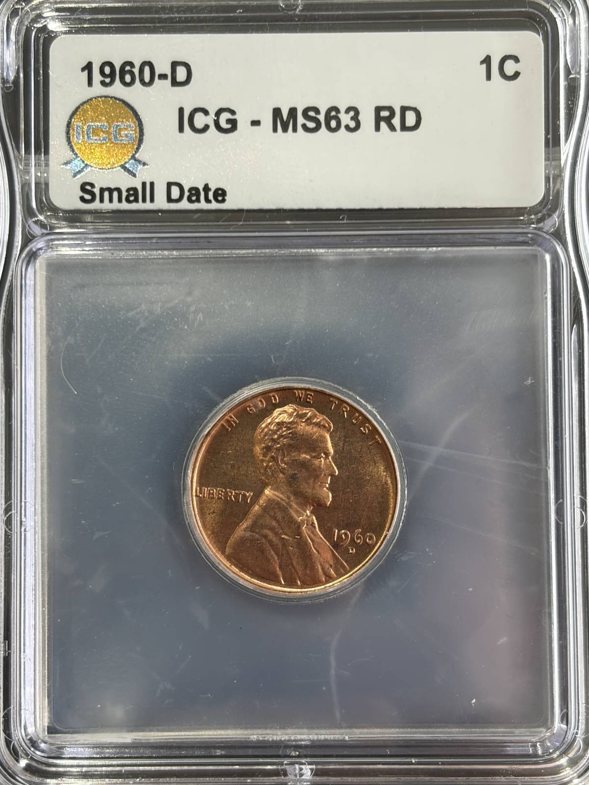 1960 D Small Cents Lincoln, Memorial Reverse ICG MS-63 Red SD