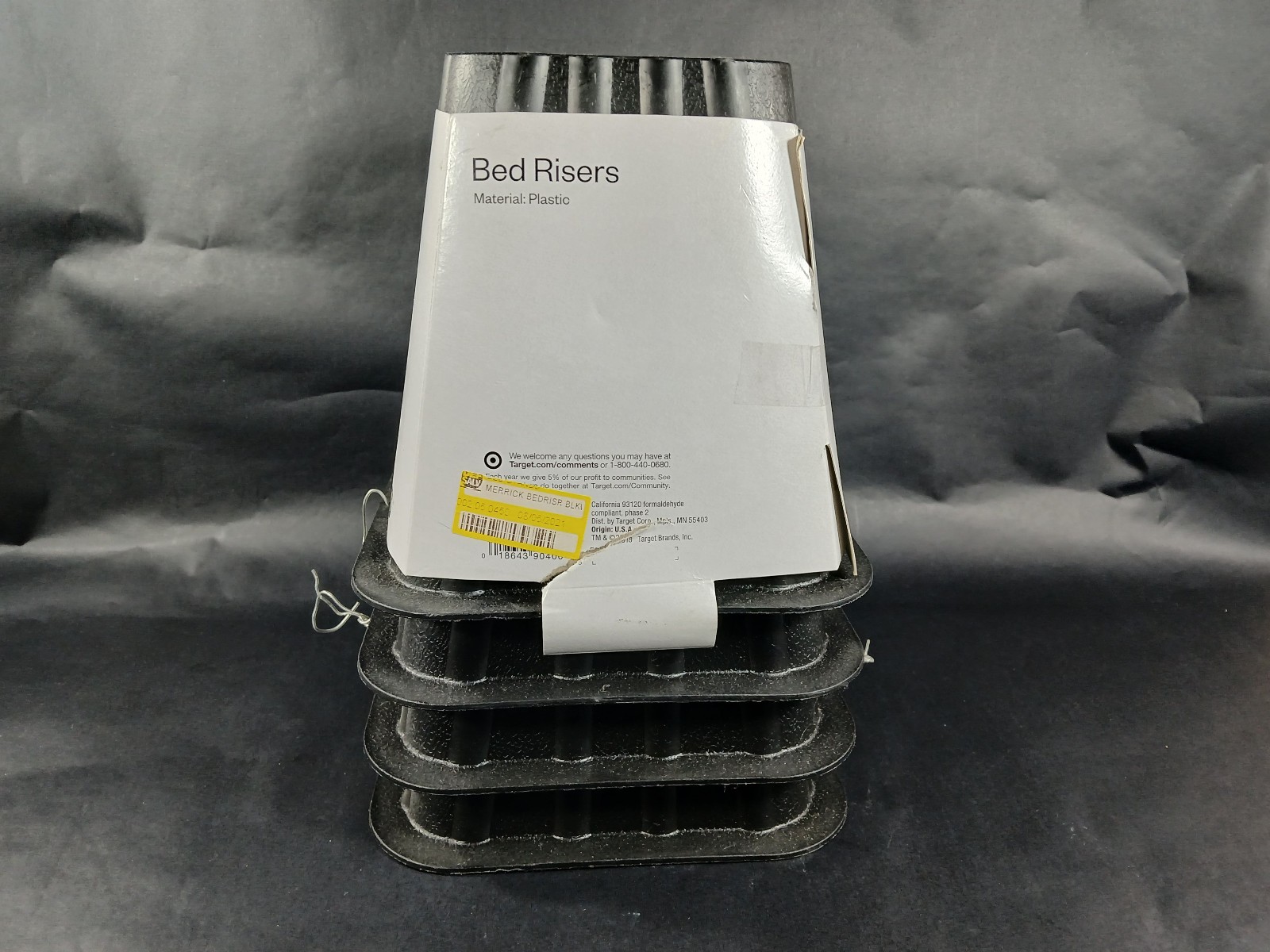 Room Essentials 4 Pack of 6” Plastic Black Bed Risers