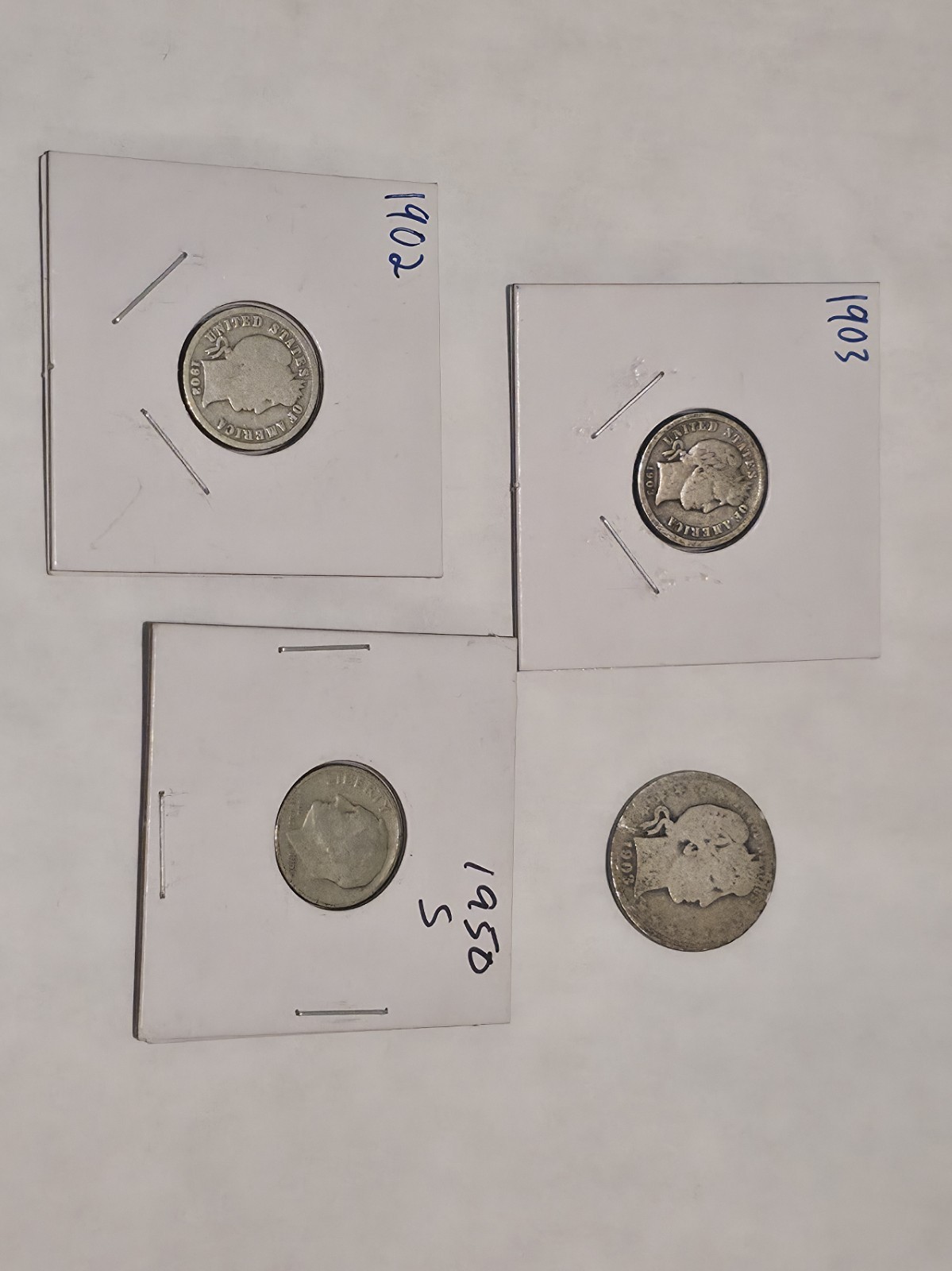 4 Mixed Lot Of Barber Dimes Quarter And Roosevelt 90% Silver - Random Dates