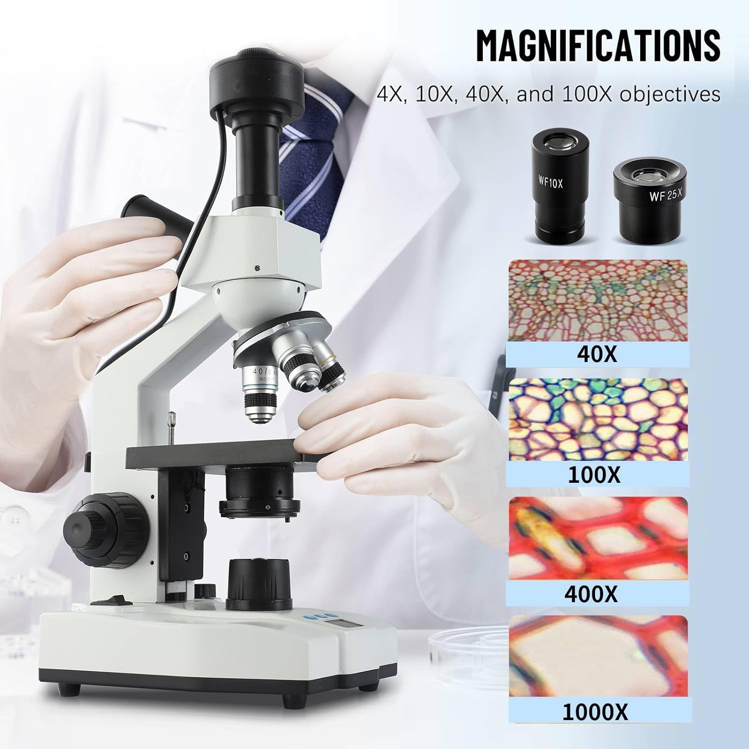 Lab Compound Monocular Microscopes with Constant Temperature,Dual-View Micros...