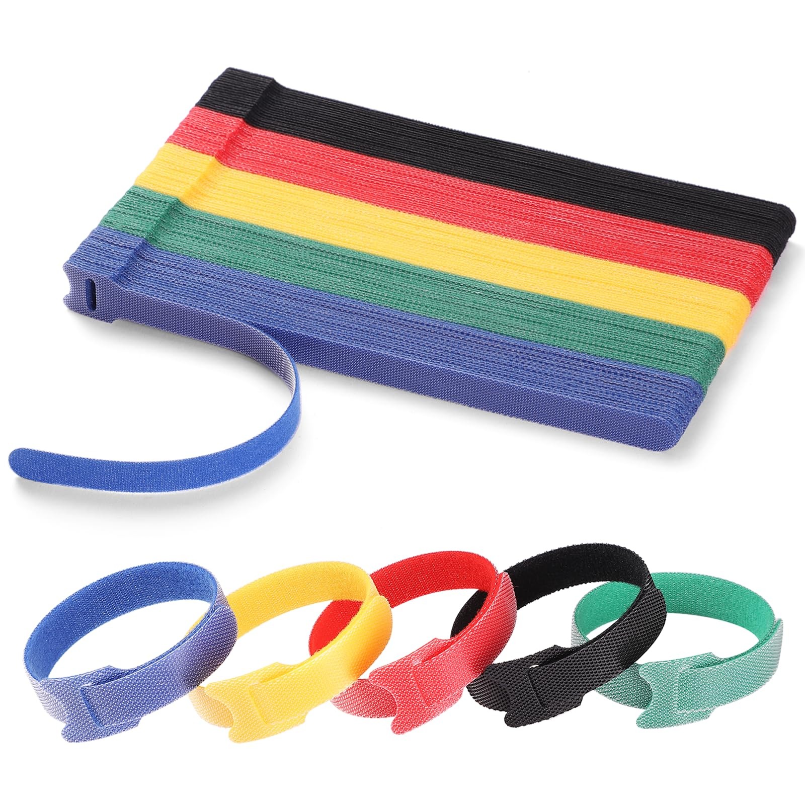 100 PCS 8 Inches Reusable Cable Ties | Adjustable 8 Inch 100 Pcs, Colorful