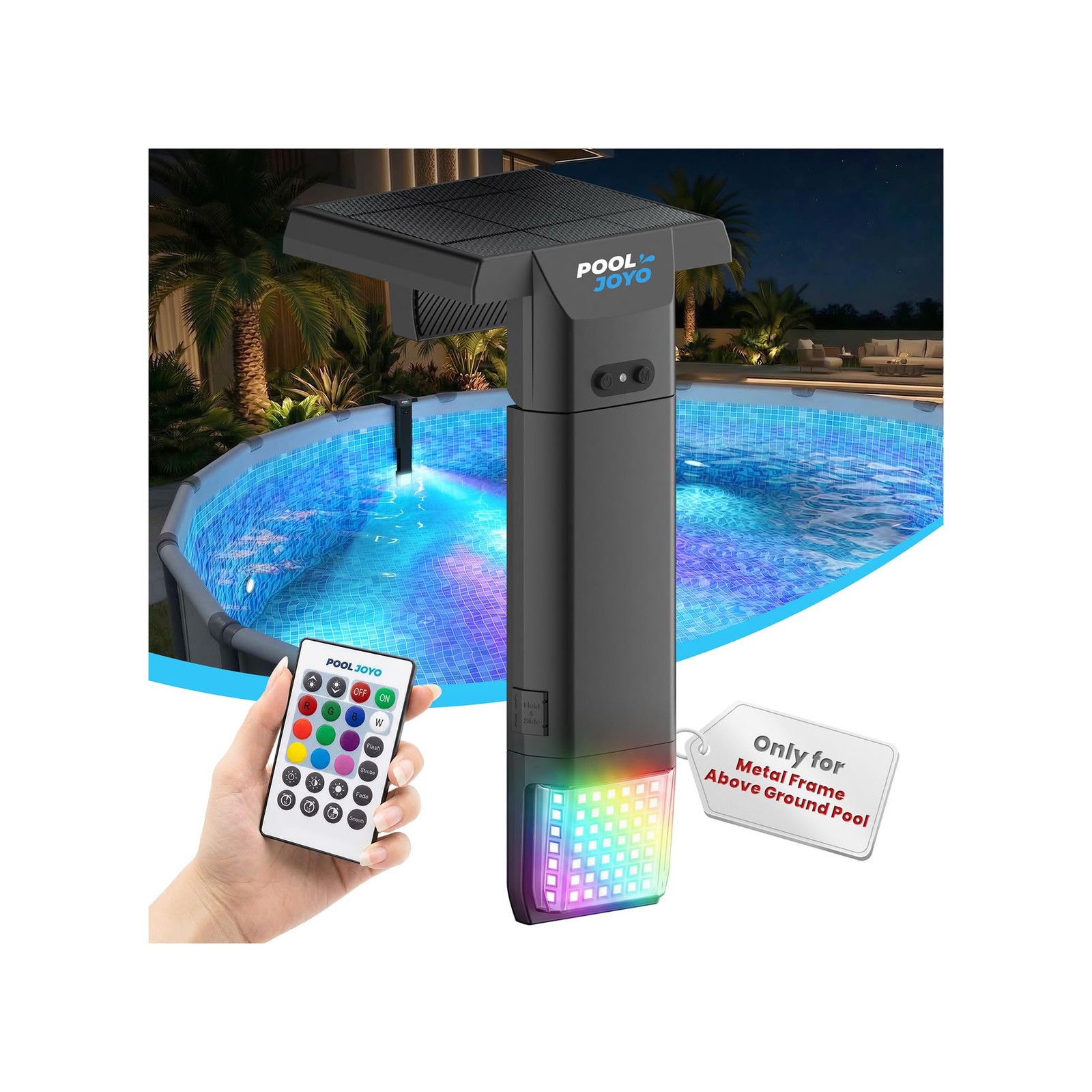 Pooljoyo Solar Pool Lights Only For Metal Frame Above Ground Pools 1.713.9 Top