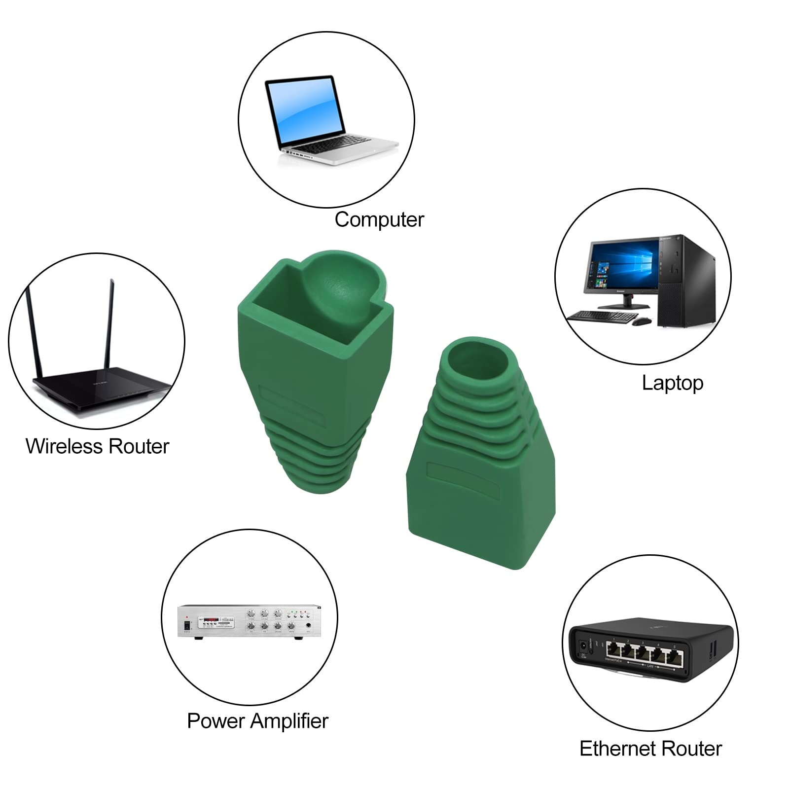 RJ45 Strain Relief Boots Green