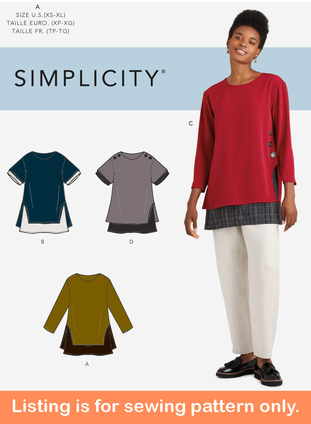 SEWING PATTERN Women Clothes Layered Top Shirt Long Short Sleeves Plus Size 9046