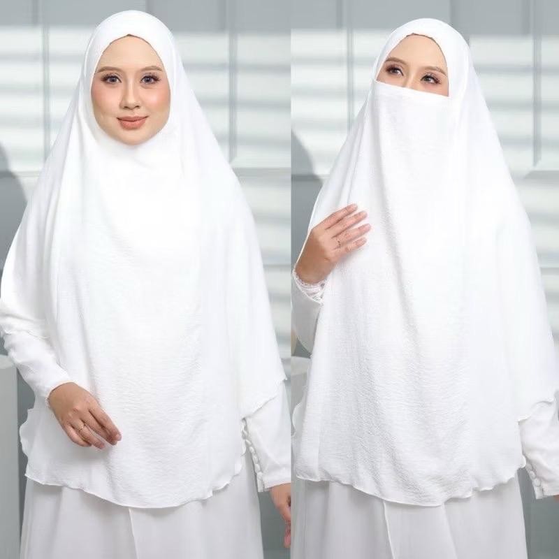 Islamic Long Hijab Scarf Khimar for Prayer or Daily Use with Attached Niqab,