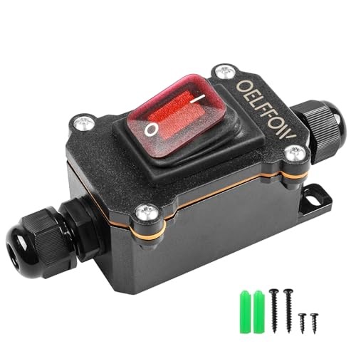 Waterproof On Off Toggle Switch Double Outlet with Red Red/1 Switch/2 Outlet