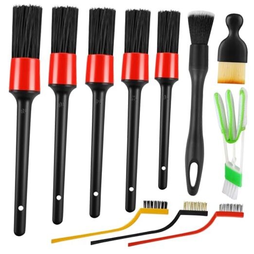13PCS Car Detailing Brush Set, Boars Hair Car Detailing Brush Kit, Ultra No