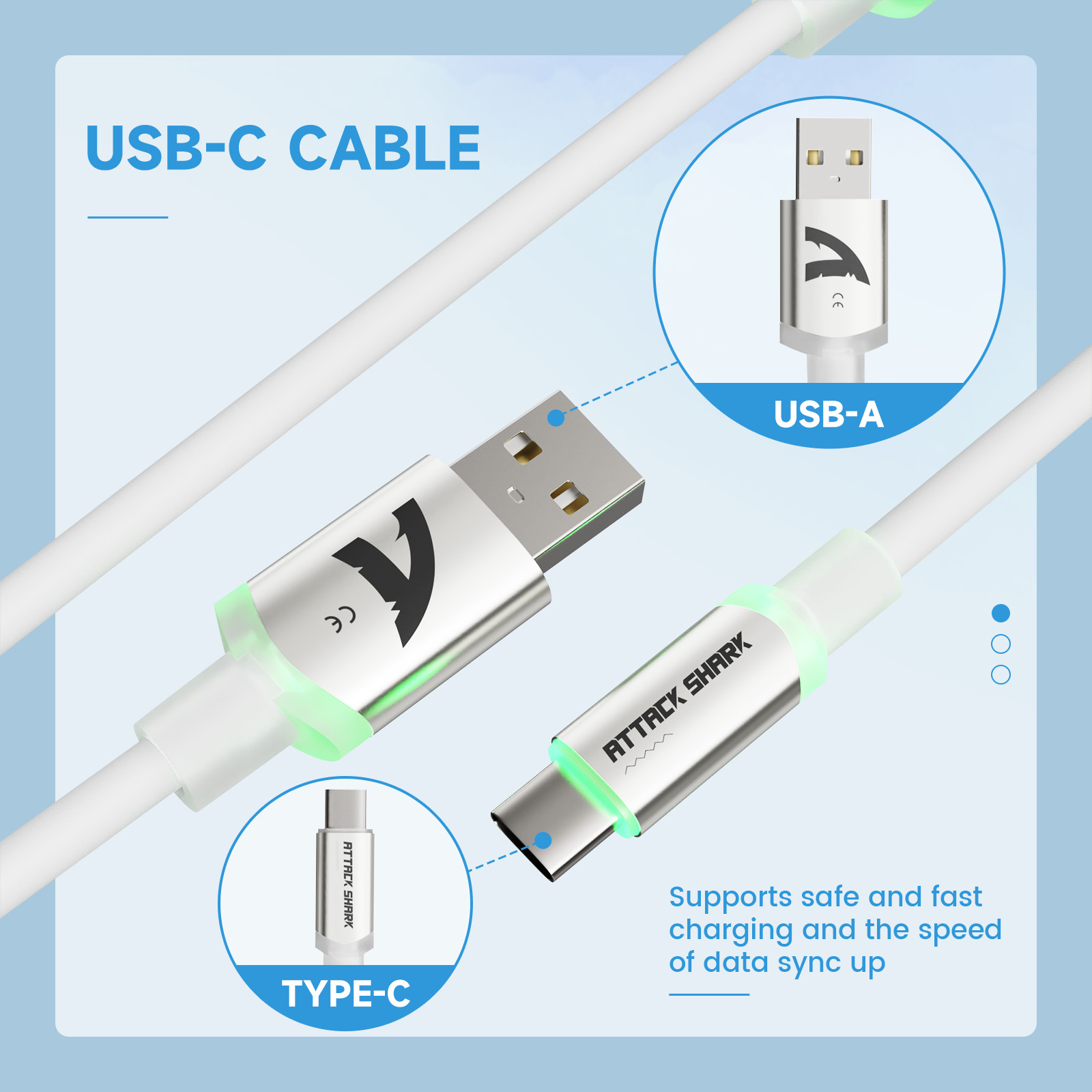 ATTACK SHARK C01 ULTRA Custom Coiled USB-C Cable for Keyboard/Mouse, RGB Light