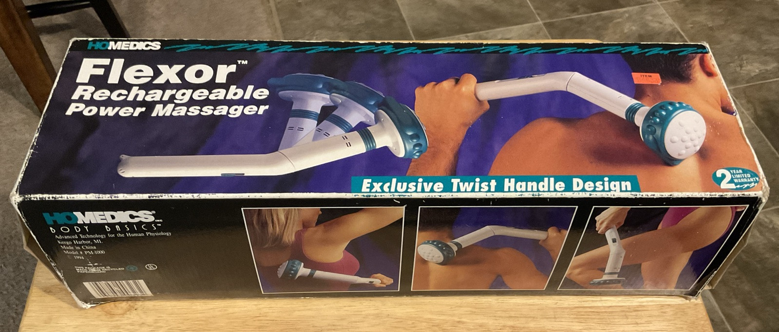 NOS 1994 Homedics Flexor Power Massager Twist Handle PM-1000 Rechargeable NIB