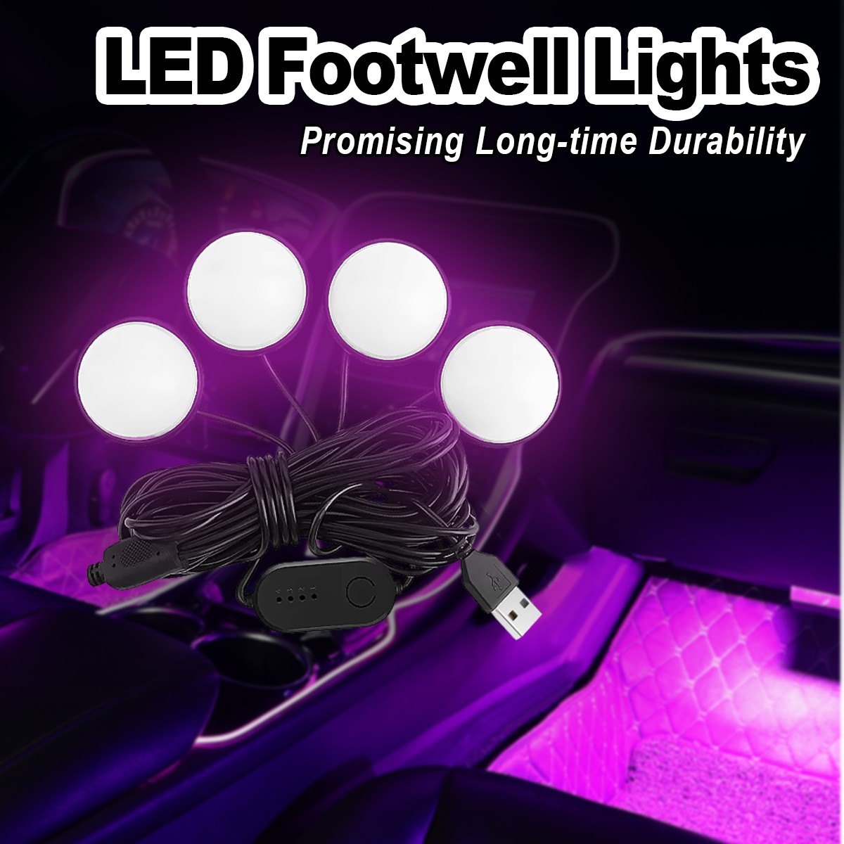 Colorful Usb Led Car Foot Ambient Light Night Lights Footwell Interior Backlight