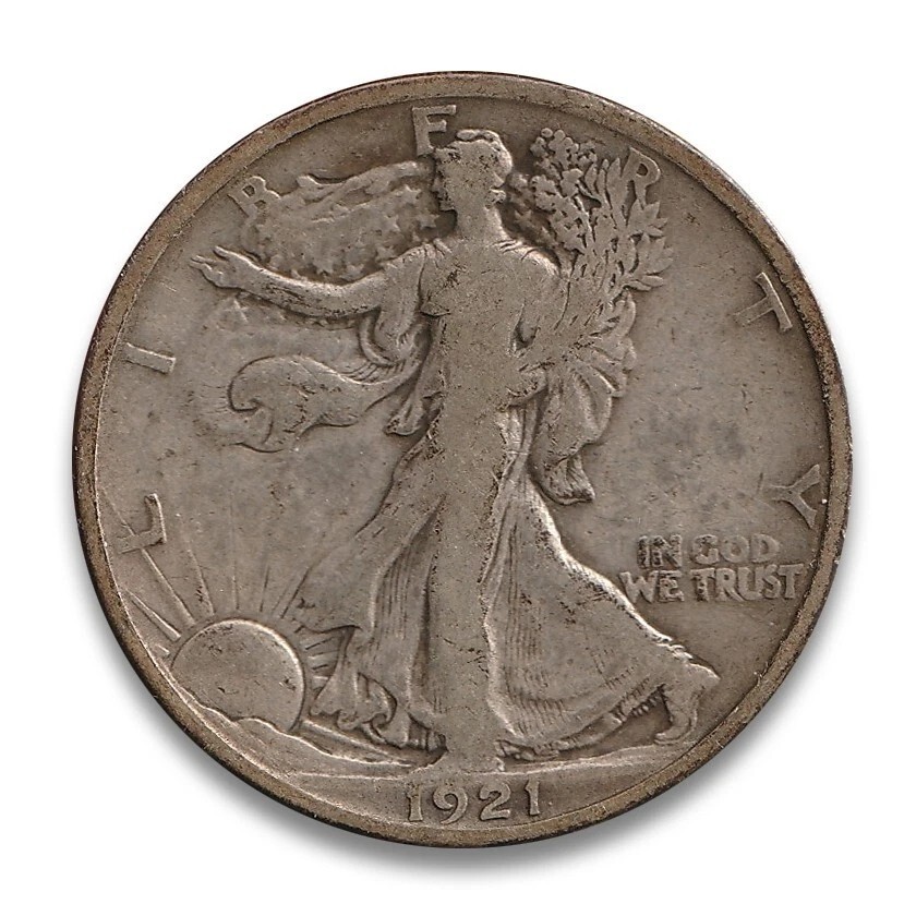 1921-P Walk Liberty Half Dol. Philadelphia US Mint American Coin, Fine Condition
