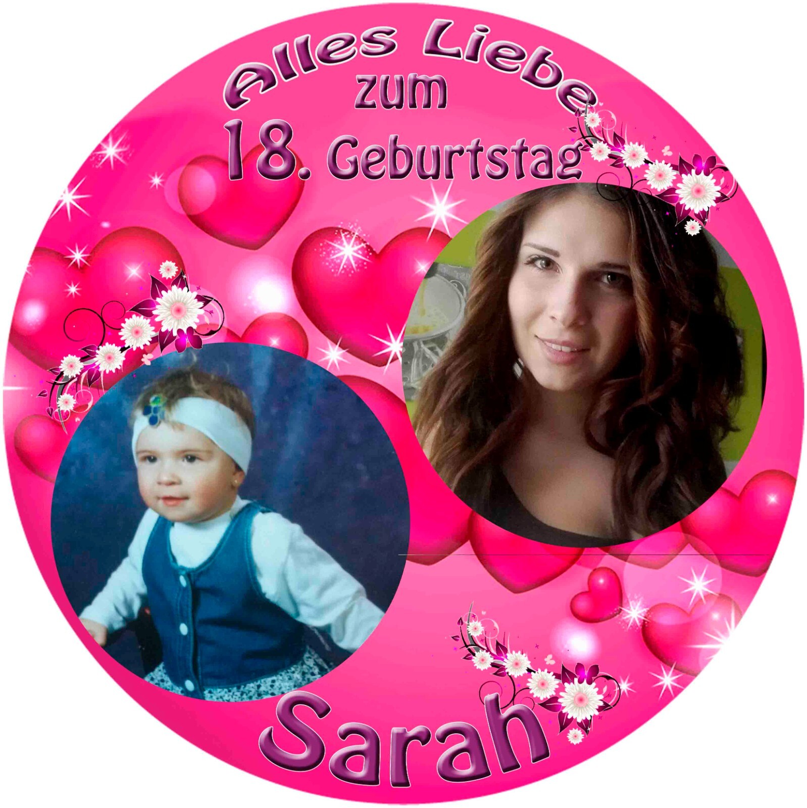 Cake Topper Birthday Two Pictures Cake Image Photo Cake and Text (00034)