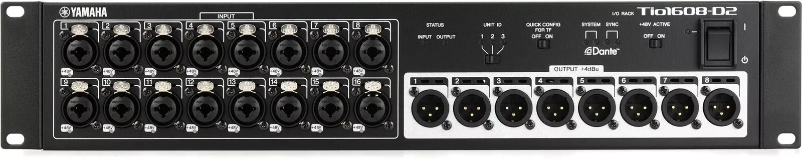 Yamaha Tio1608-D2 16-Input, 8-Output Dante Stagebox for DM3-D, TF Series Mixers