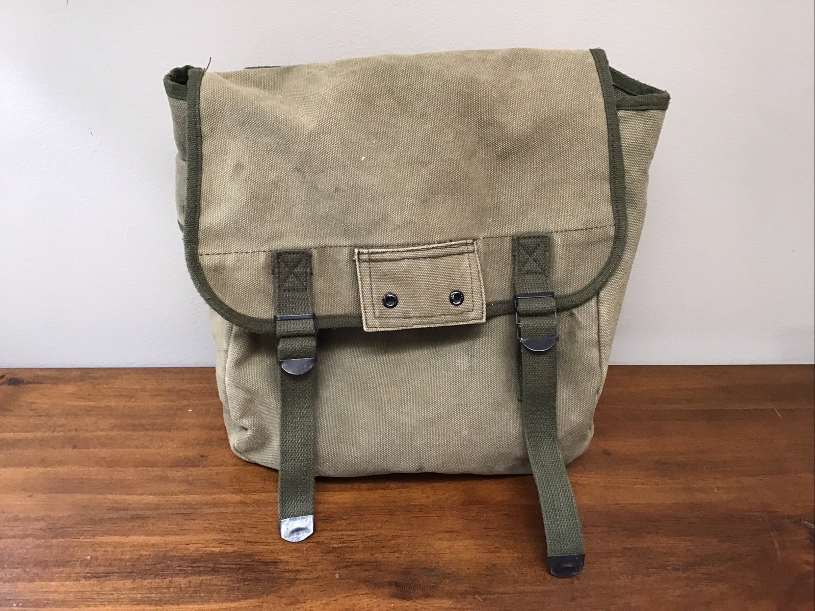 Vintage Military Green Army Canvas Messenger Tote Bag Backpack