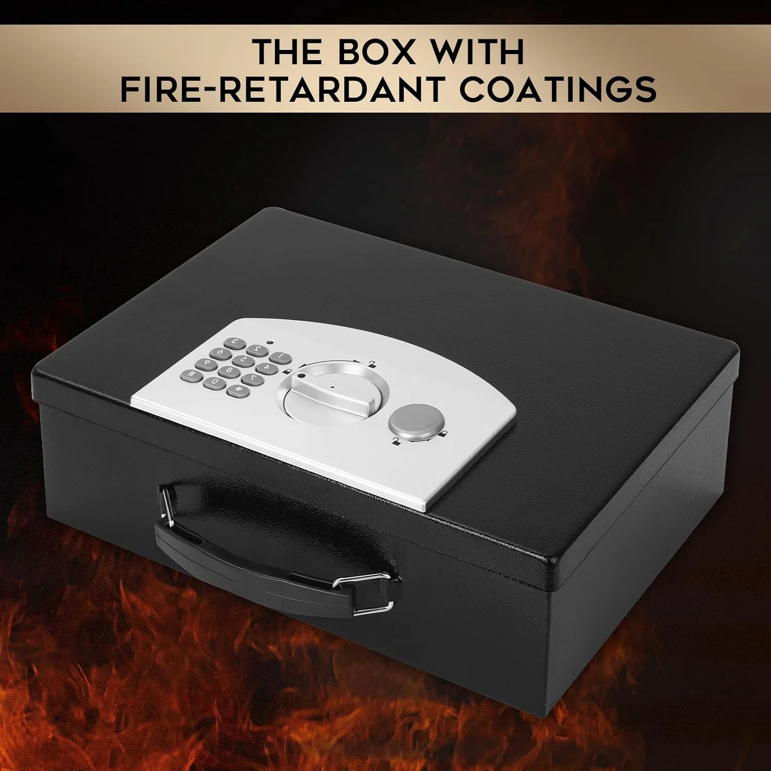 Dalmbox Portable Metal Safe Box with Digital Code Lock,Fire Resistant Storage fo