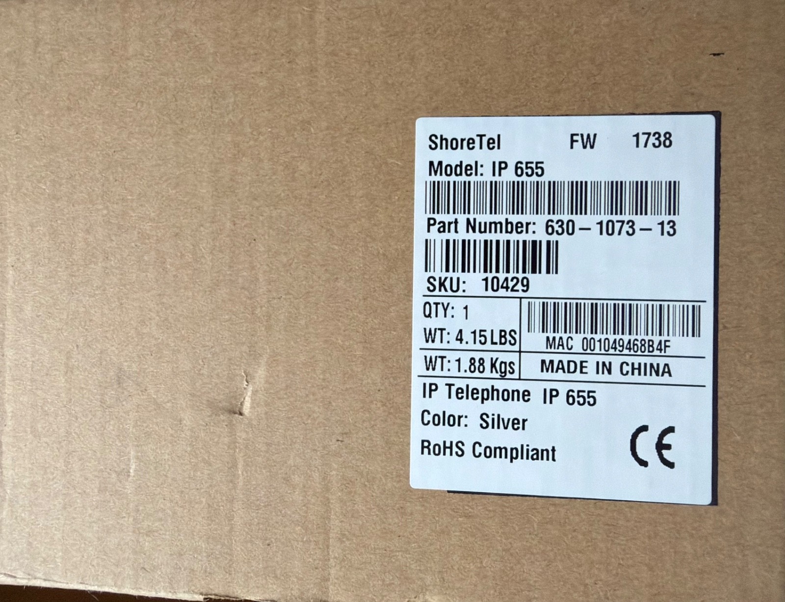 NEW OPEN - Mitel ShoreTel IP 655 630-1073-13 1042 IP VOIP Display Telephone