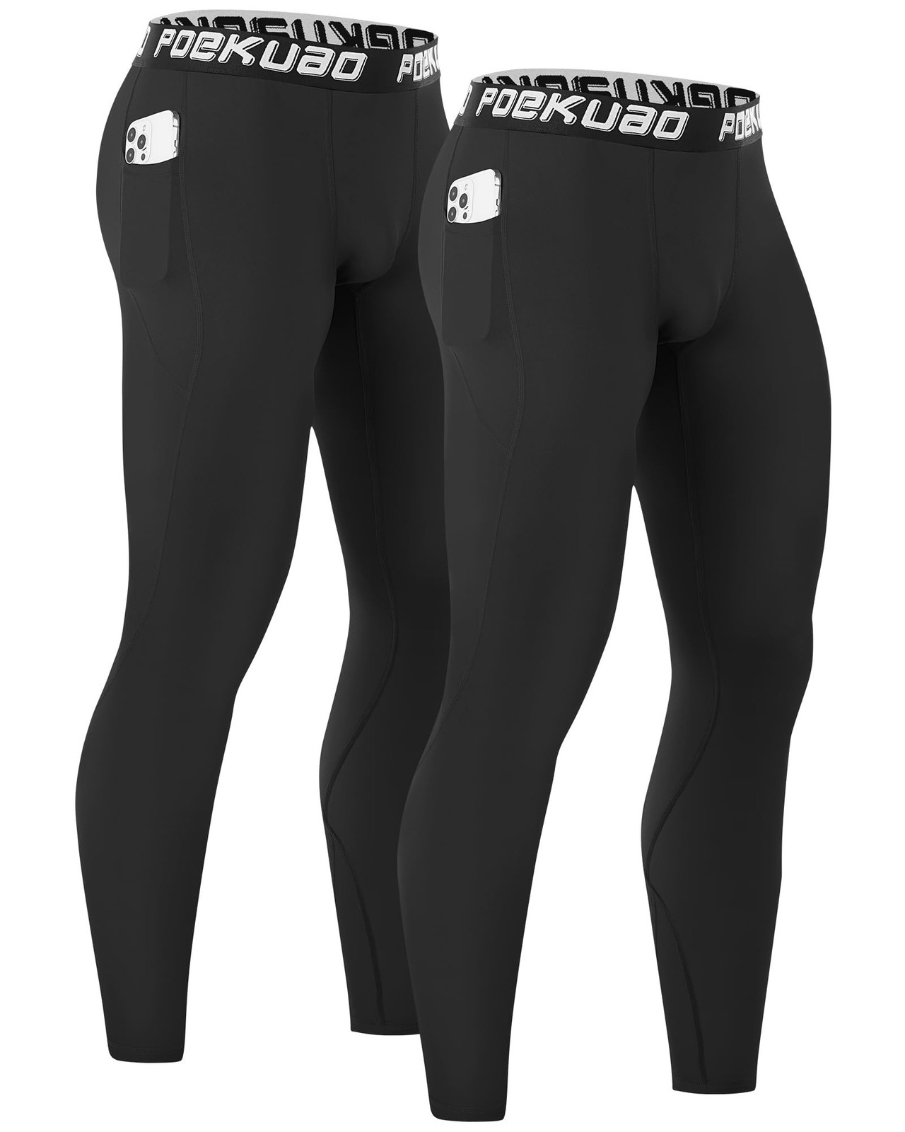 Compression Pants for Men with Pockets Running Leggings Workout Tights Base L...