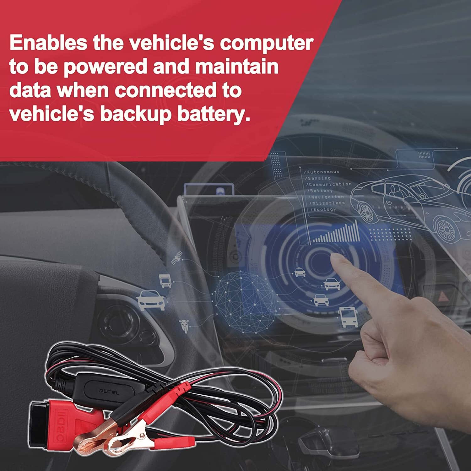 New AUTLE MaxiBAS BTMS OBDII OBD2 Memory Saver Polarity-protected cable