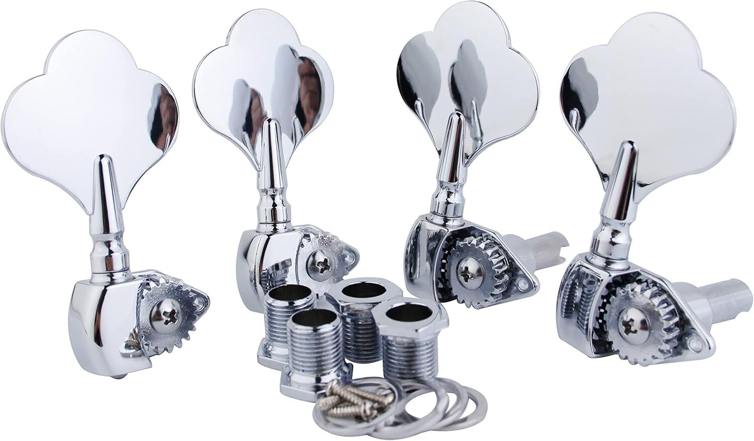Guyker Open Frame Electric Bass Machine Head (4 Right 4 for Right, chrome