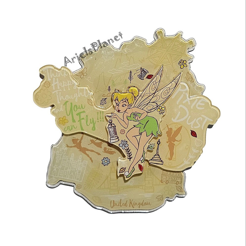 Disney Parks Epcot UK Peter Pan Tinker Bell Pixie Dust Acrylic Fridge Magnet