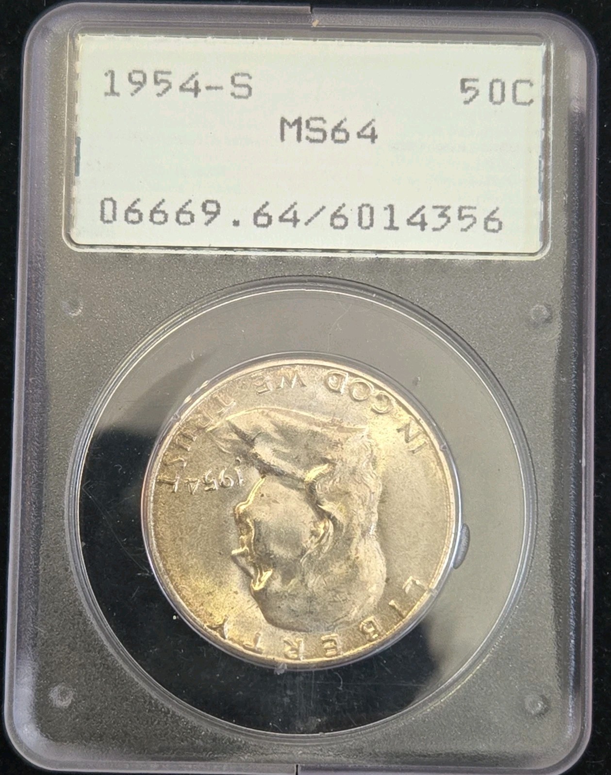 1954-S FRANKLIN HALF DOLLAR PCGS MS64 RATTLER OGH