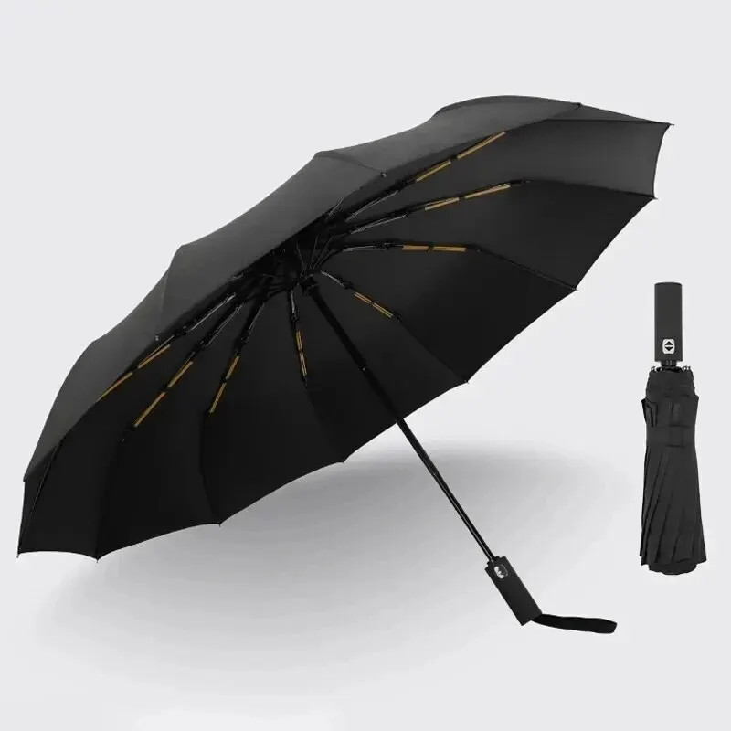 Bone Black Glue Fully Automatic Umbrella With Thick And Durable Keel Three