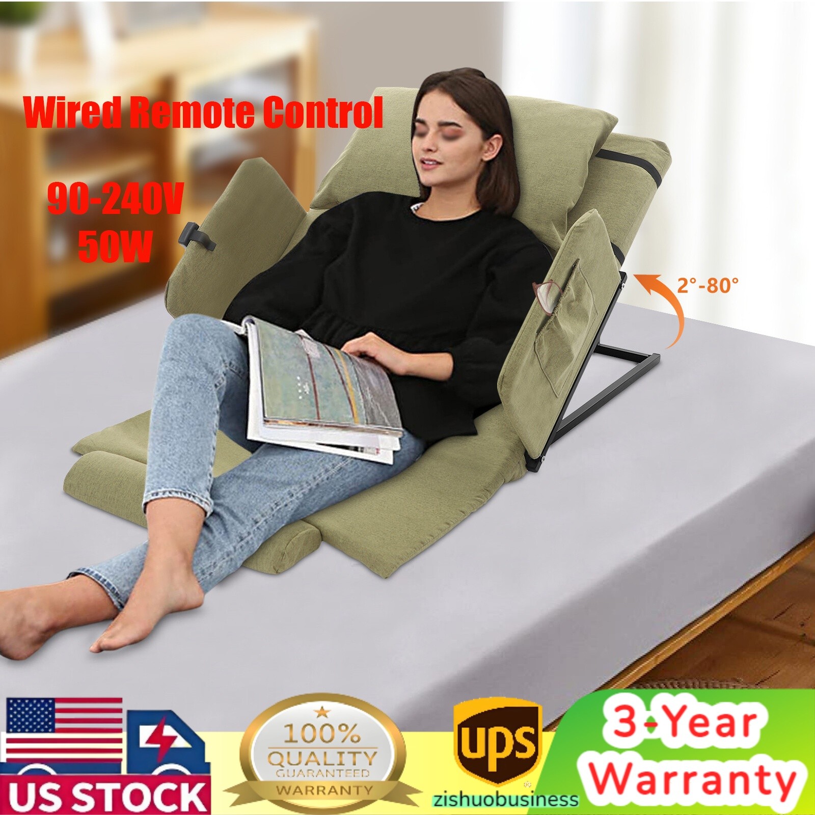 Green Electric Lifting Adjustable Bed Back Rest Electric Auxiliary Backrest, NEW