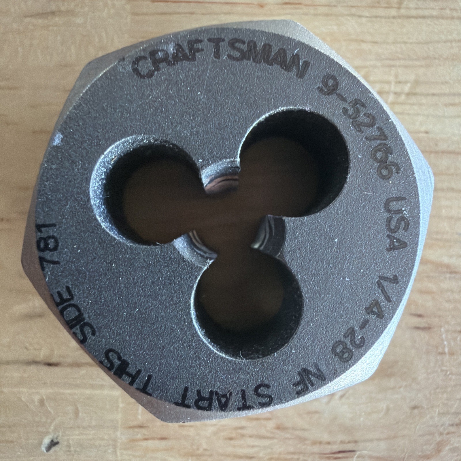 Craftsman Professional 1/4"-28 NF Die 1" Hex 9 52766 for Tap & Die Set 52306 USA
