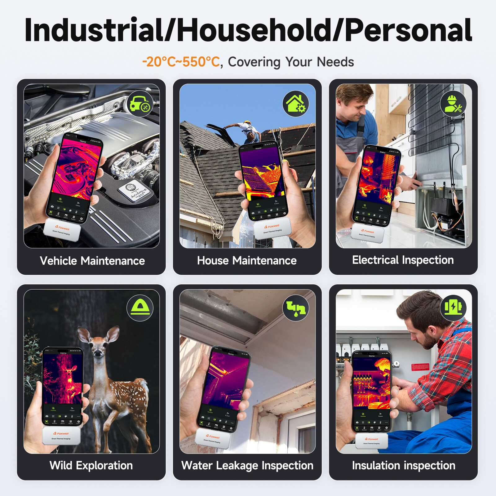 FOXWELL RT100 25Hz Reframe Rate Thermal Imaging Camera for USB-Type C Android US
