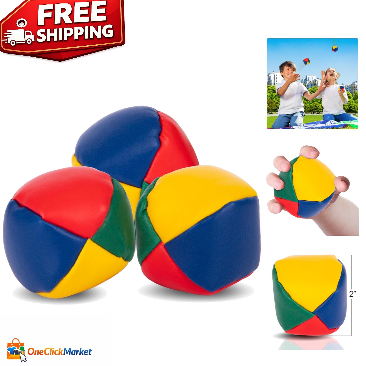 Vibrant Juggling Balls Set of 3 for Kids - Soft, Durable, and Colorful