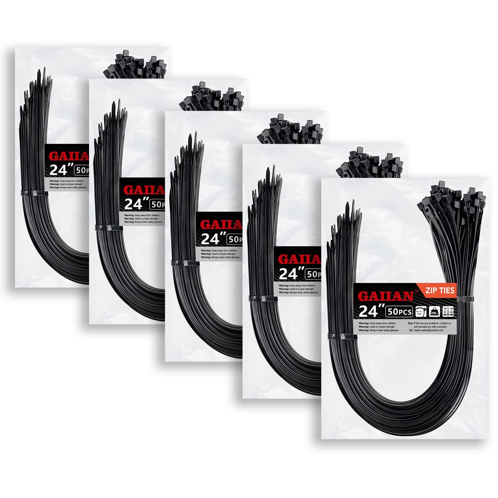 Long Zip Ties Heavy Duty 24 inch, Large Zip Ties with 200 lbs Tensile Strengt...