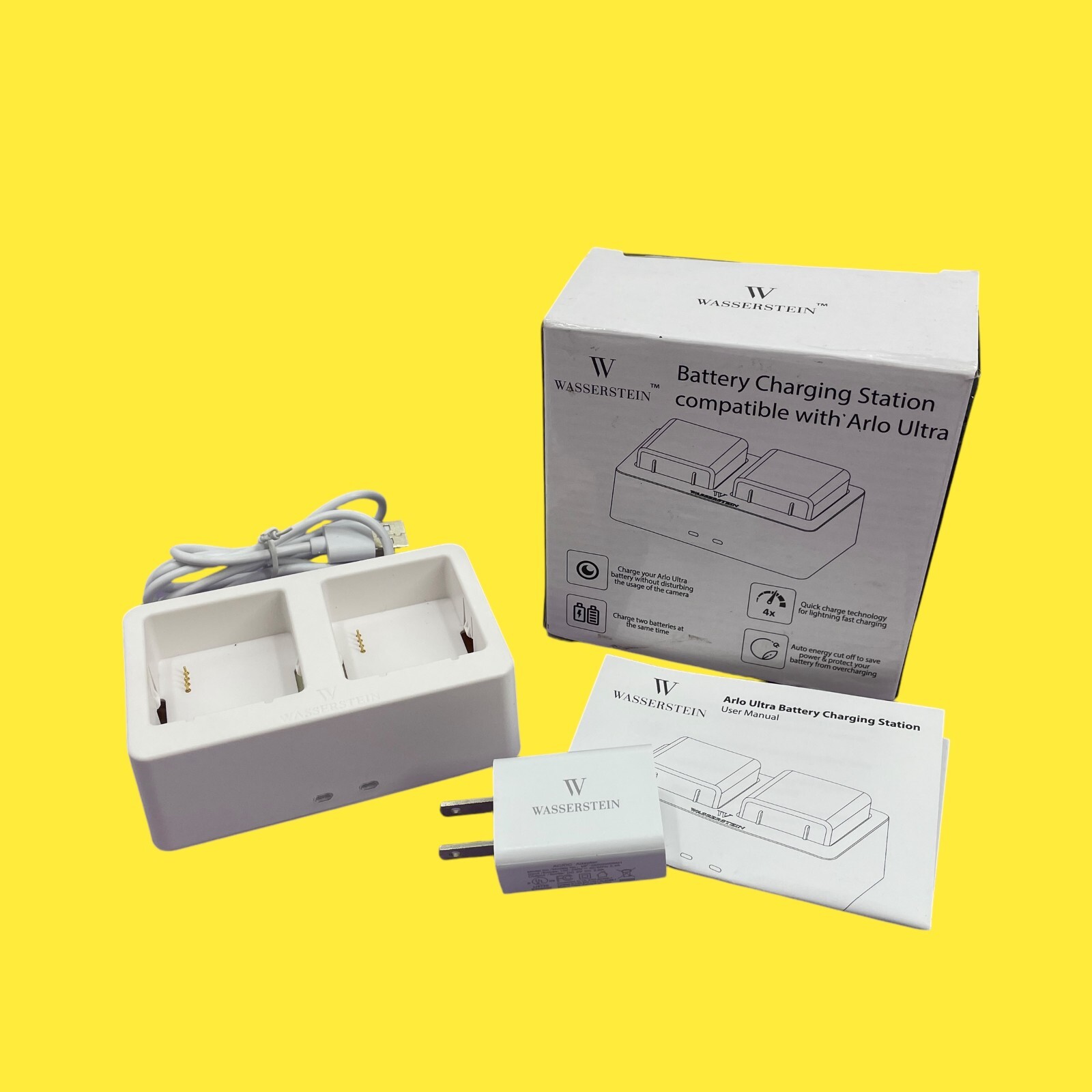 Wasserstein Arlo Ultra Dual Battery Charging Station White #4057 Z64/144