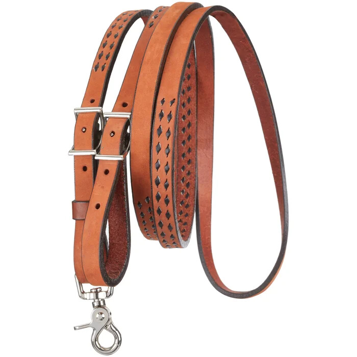 Western Tan Leather Roping Reins with Buckles 96" Long : Buck Stitched