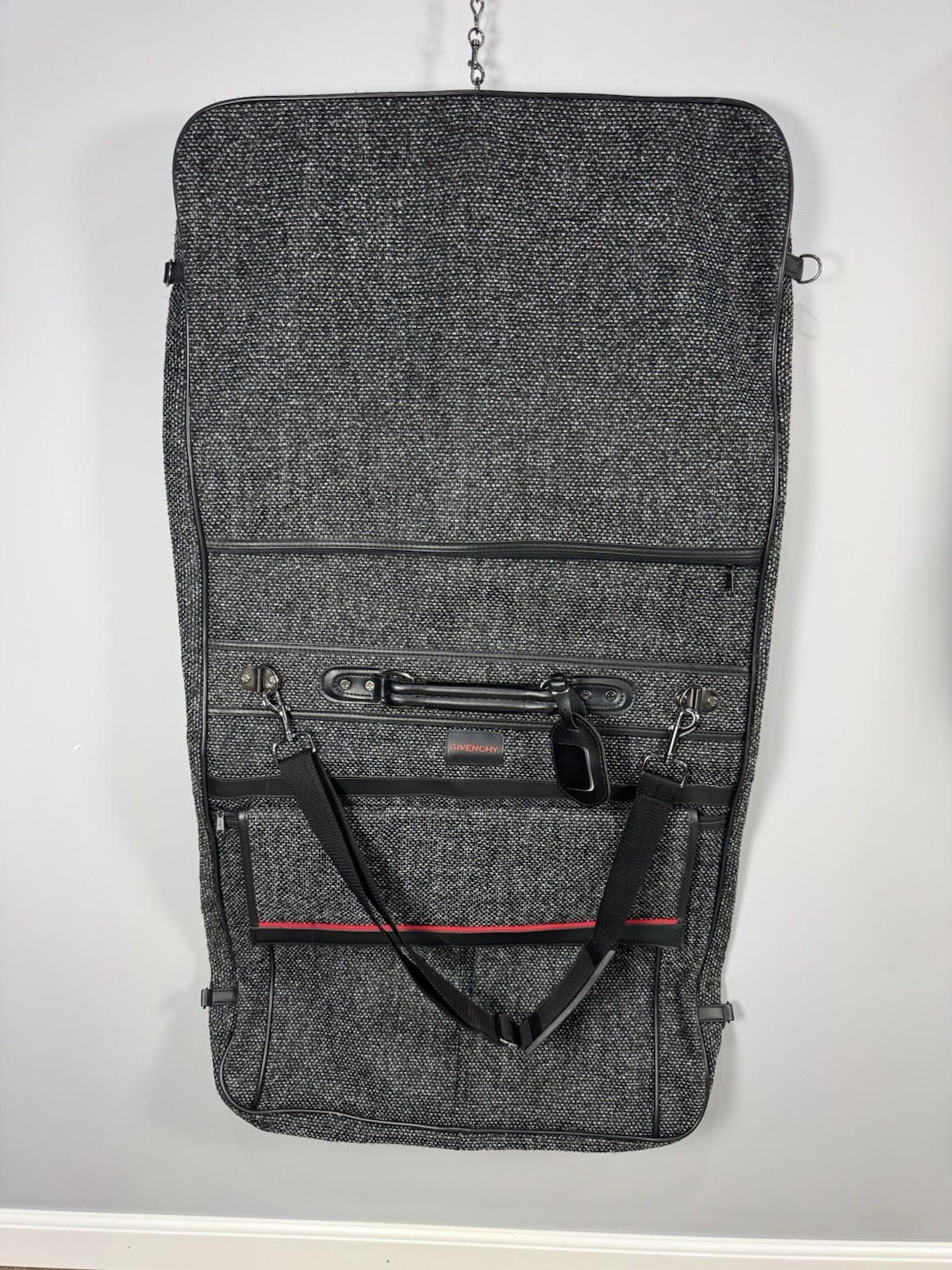 Givenchy Lugguage Weekend Garment Wardrobe Bag Charcoal Grey Tweed - EUC!