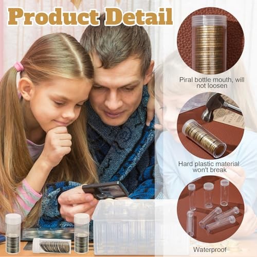 34 Pcs Coin Tubes Assorted Sizes with 1 Plastic Storage Box Assorted Coins 35
