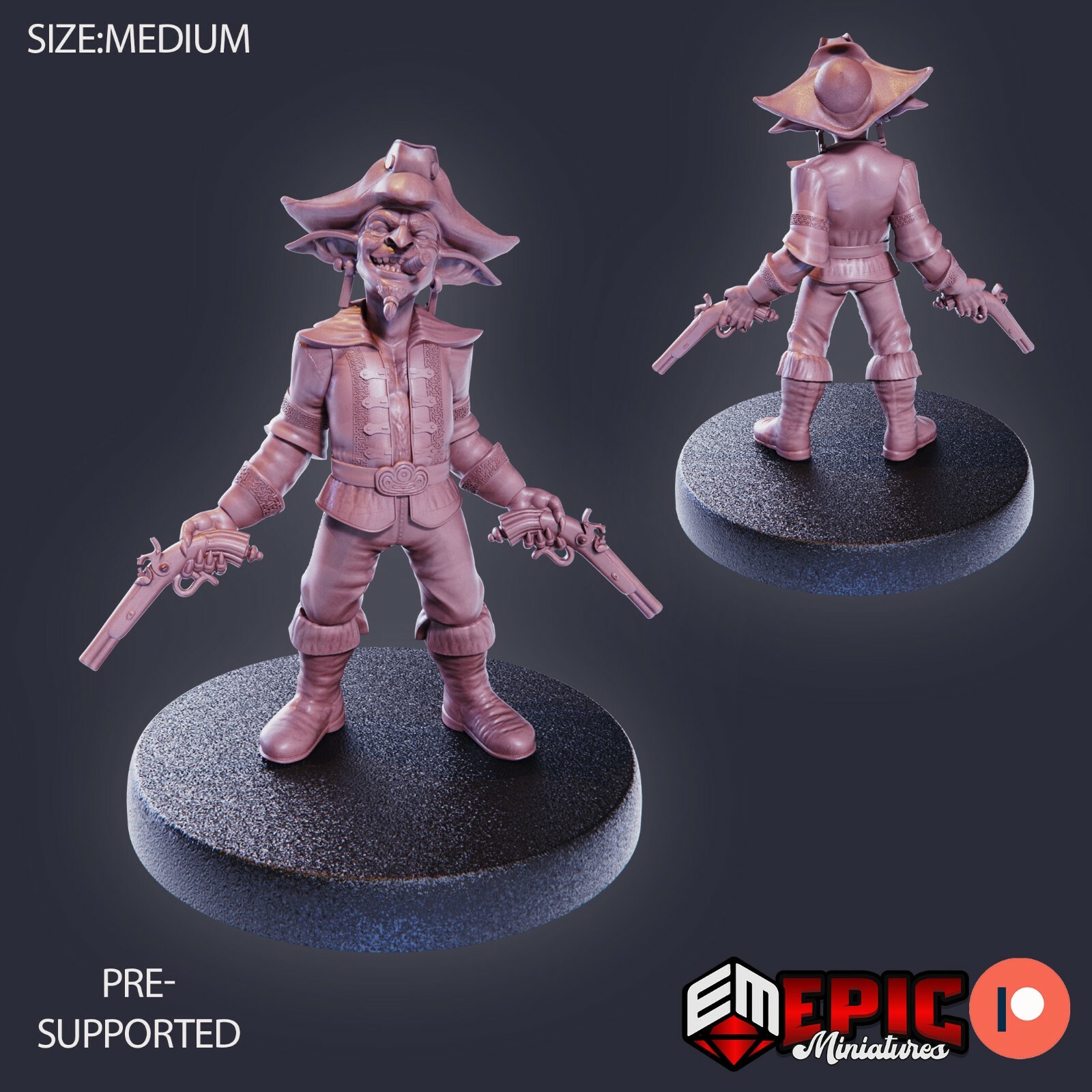 Goblin Pirate C Epic Miniatures RPG D&D Pathfinder 3D Print