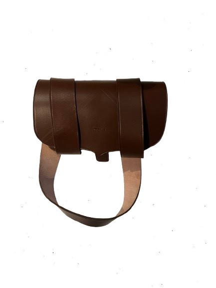 Brown Revolutionary War Cartridge Box With Brown Belt