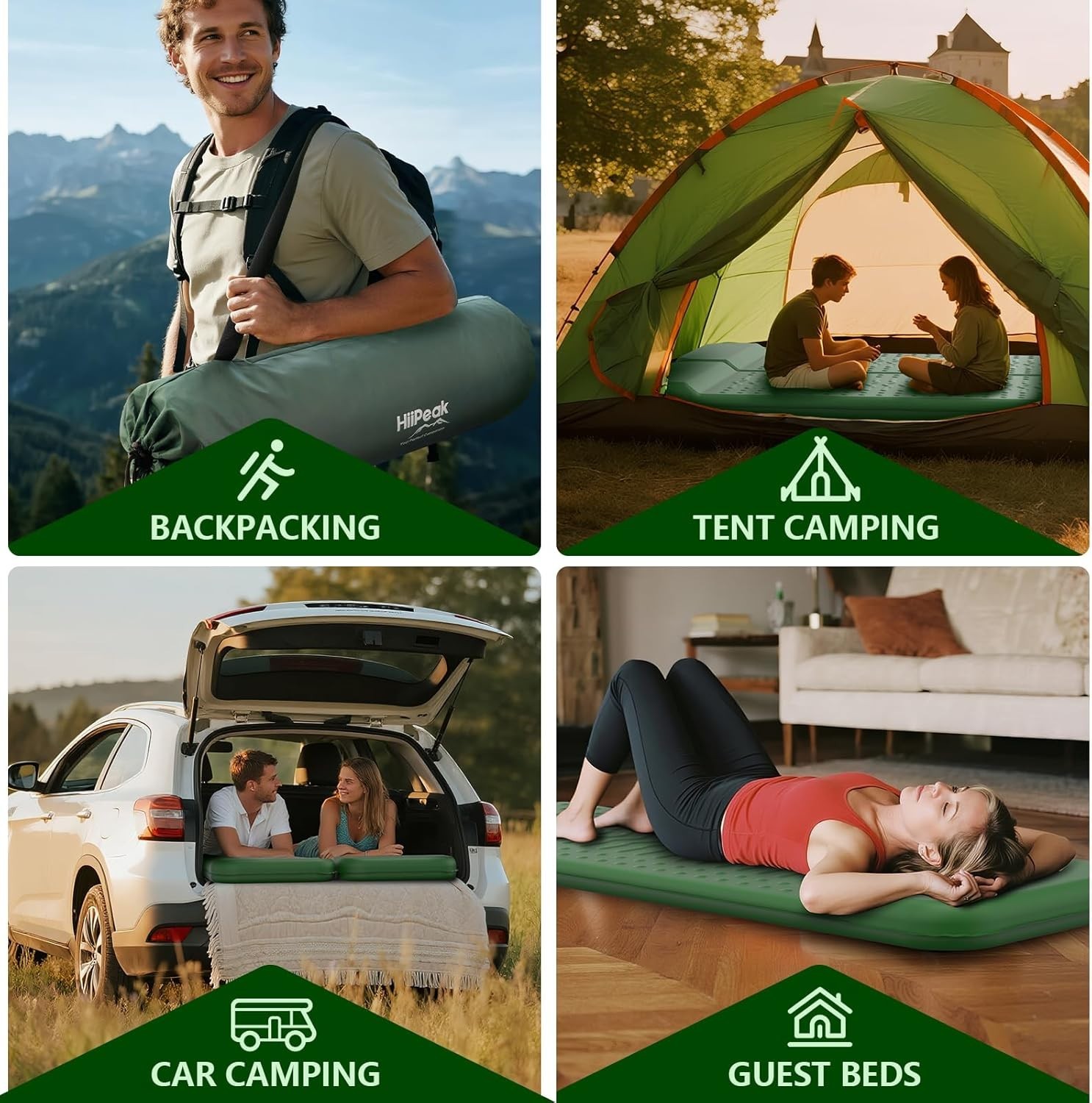 Memory Foam Sleeping Pad with Built-in Pump 9.5 R-Value Compact Camping Mat G...