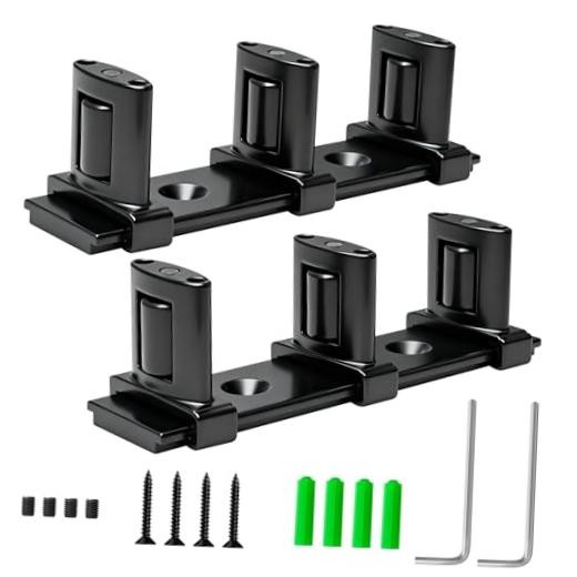 Black 3-Roller Adjustable Sliding Closet Door Floor Guide Kit - 2 Pack