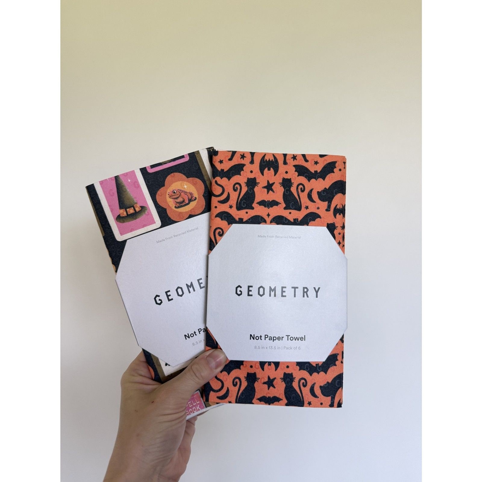 GEOMETRY Lot of 2 Not Paper Towel reusable Halloween print napkins Spooky