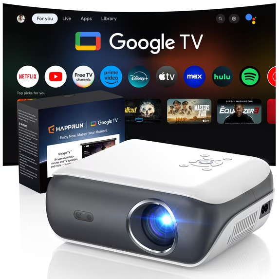HAPPRUN C9 Official Licensed Google TV Projector 4K WiFi Bluetooth Dolby Sound