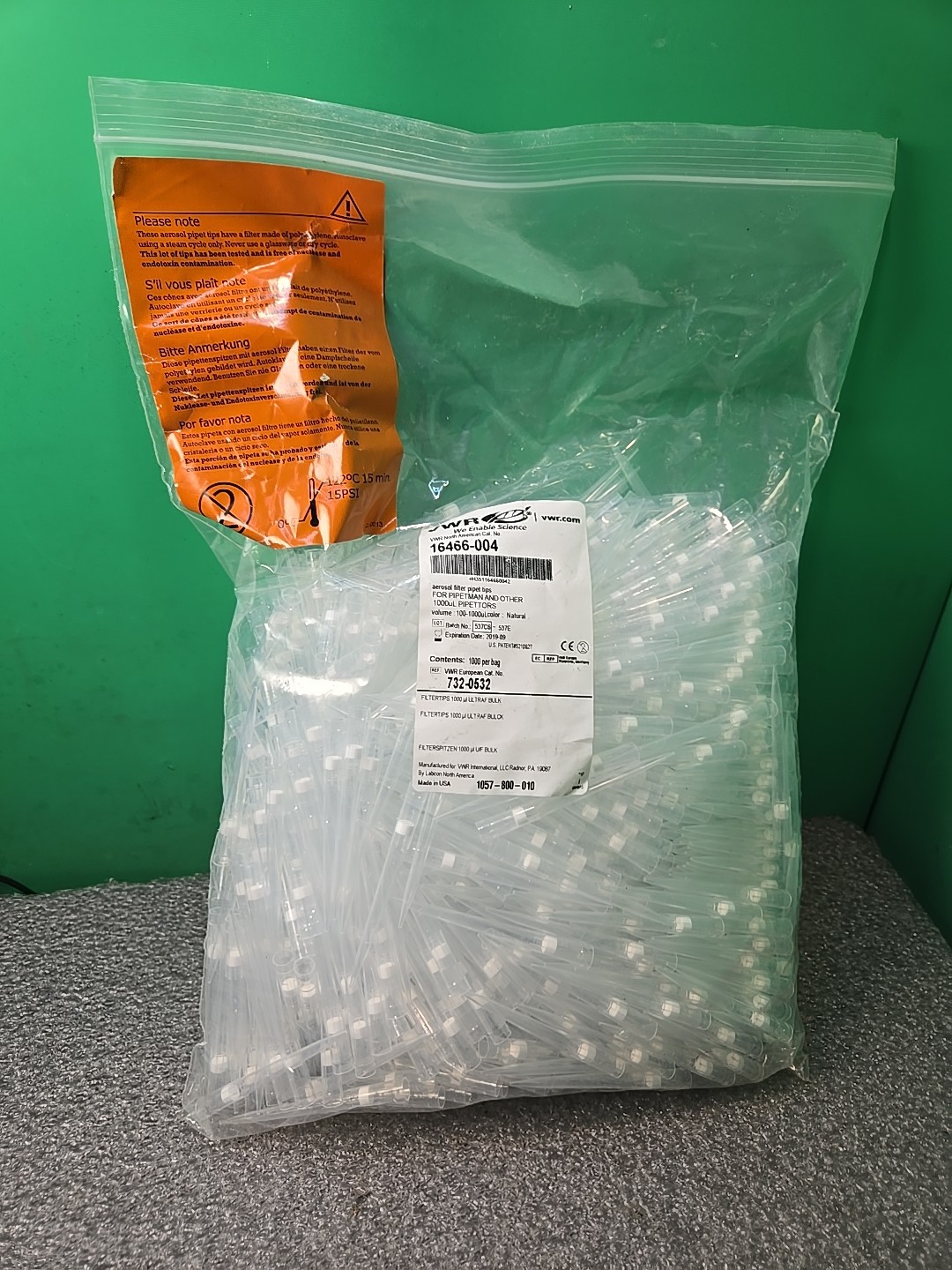 (1000) VWR  1000uL Aerosol Filtered Pipette Tips 16466-004 | Pipetman 100-1000uL