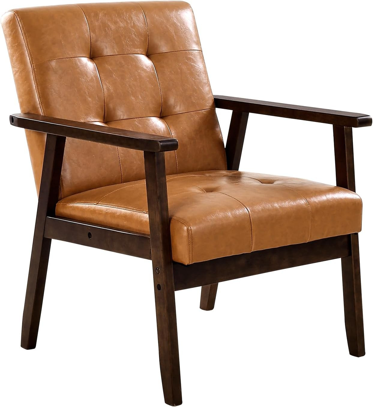 Accent Chair, Mid Century Modern Armchair with Solid Wood Frame and Non-Slip Leg